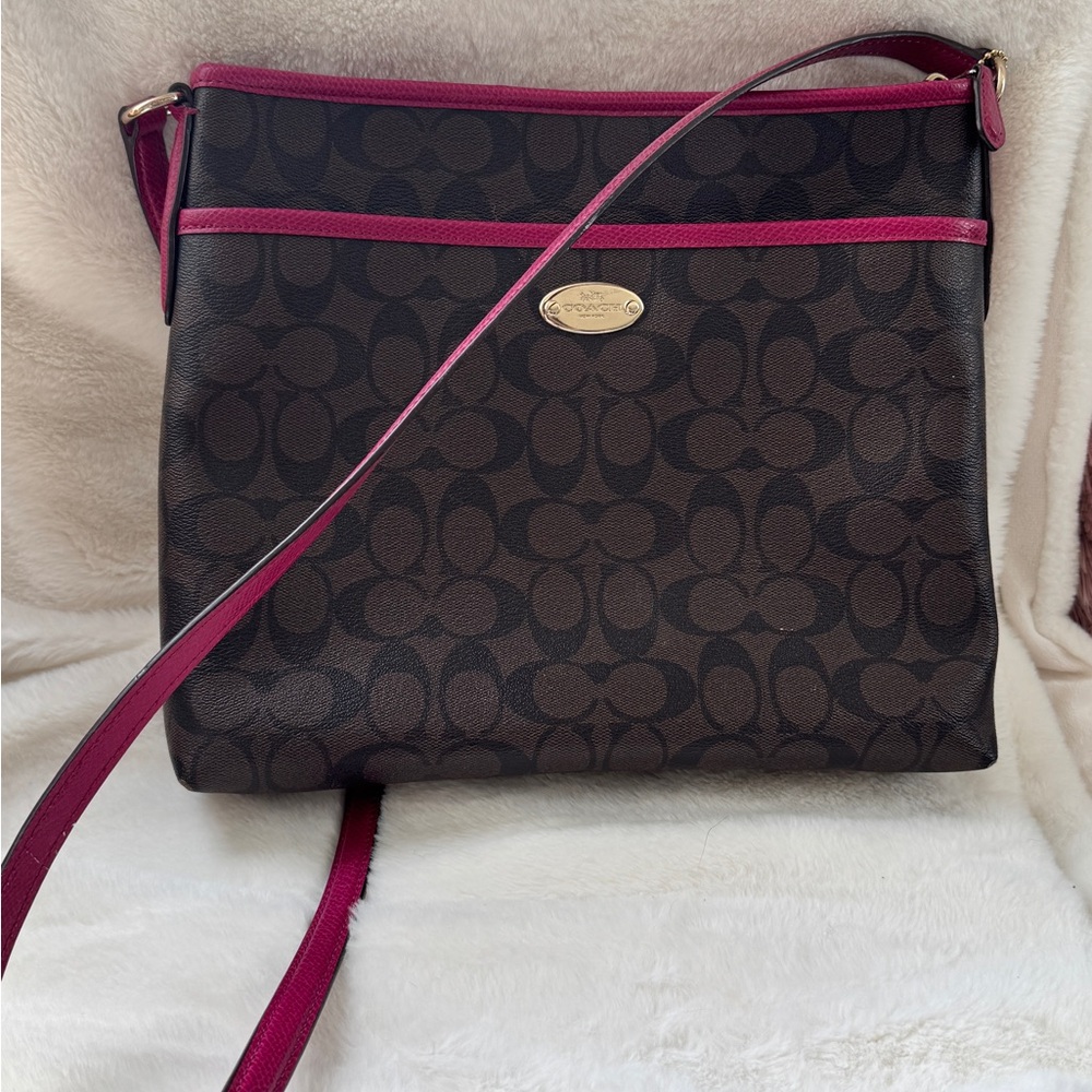 Authentic Coach Brown and Pink Crossbody Bag